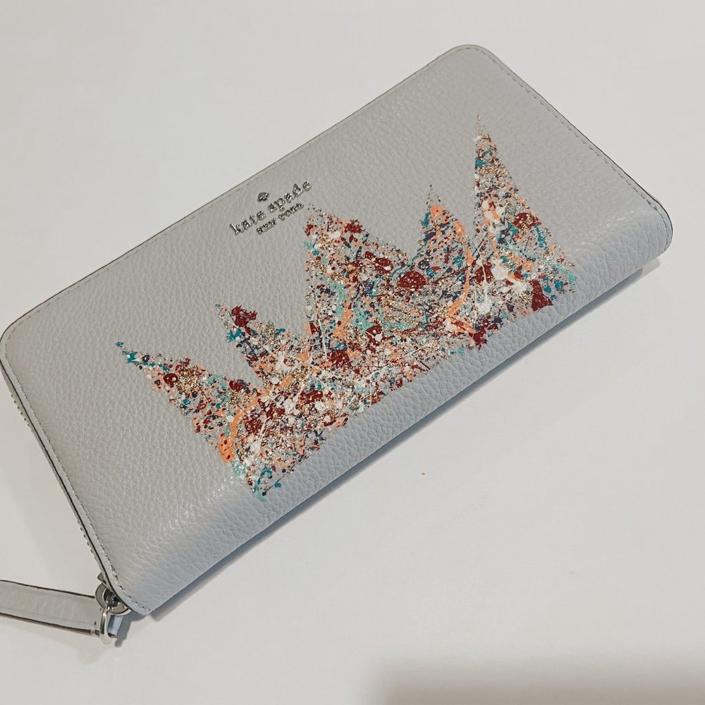 Kate Spade Baby Blue Wallet Painted Princess Crown